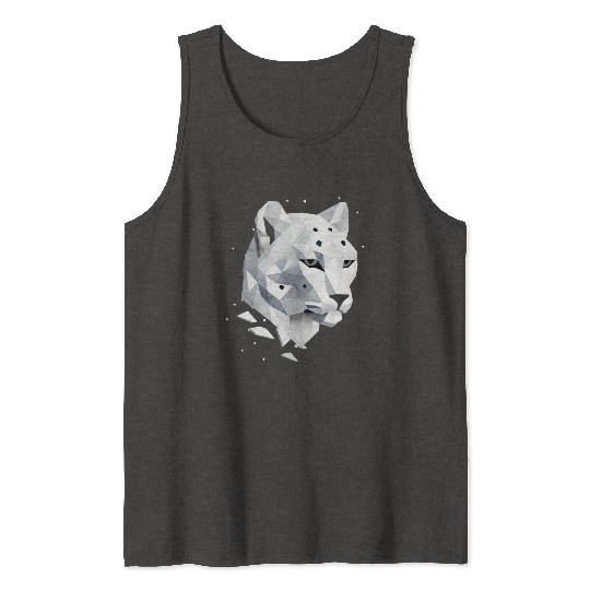 Geometric Snow Leopard - Elegance of the Wild Tank Tops