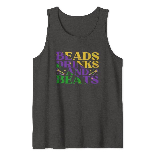 Beads Drinks Beats Mardi Gras Tank Tops