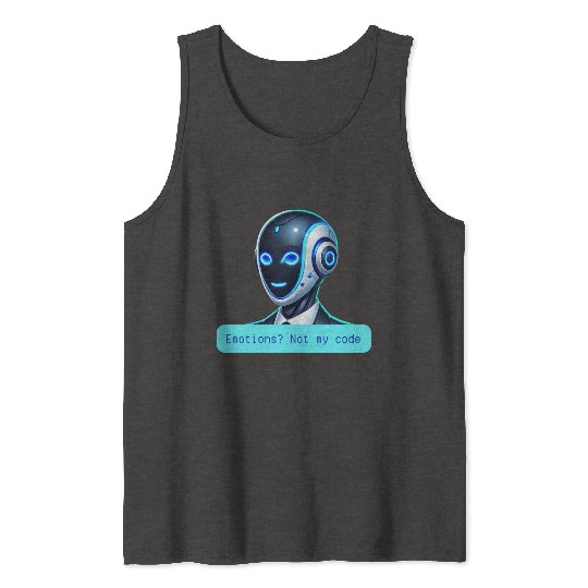 Emotions Not My Code Funny AI Robot Design Tank Tops
