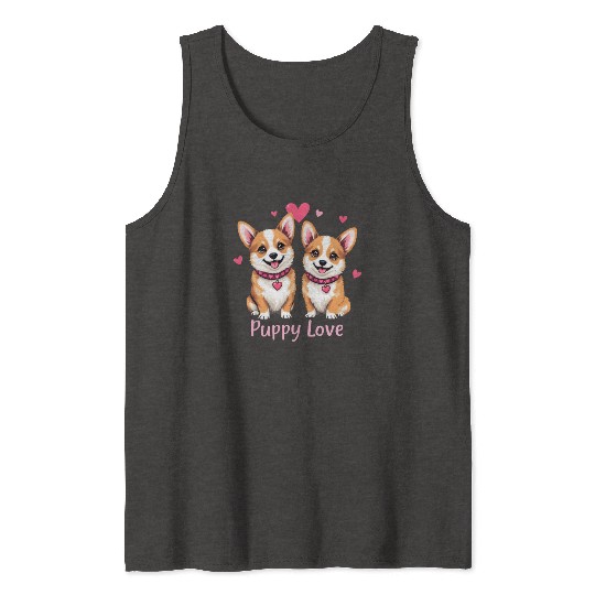 Valentines Day - Puppy Love Corgi dog Tank Tops