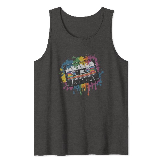 80s Retro Cassette Splash Classic Cassette Tape Tank Tops