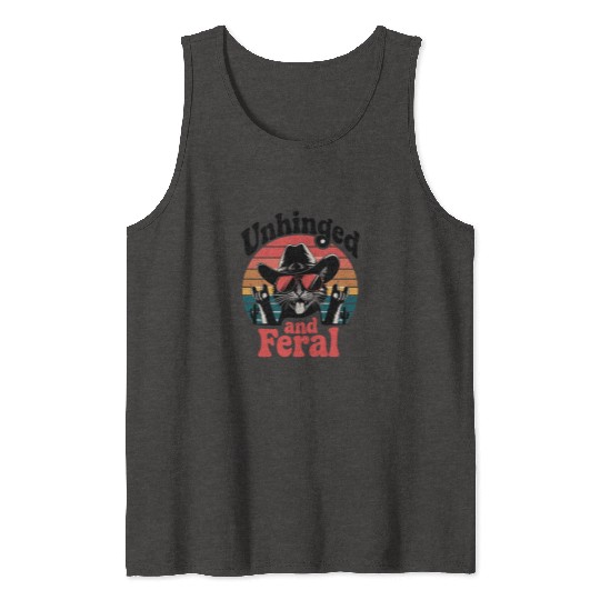 A playful design cat wearing a cowboy hat Tank Tops