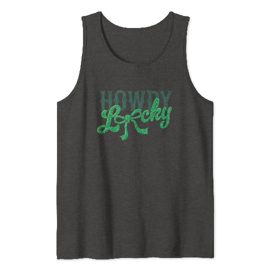 Howdy Lucky Western Cowgirl St Patricks Design Tank Tops