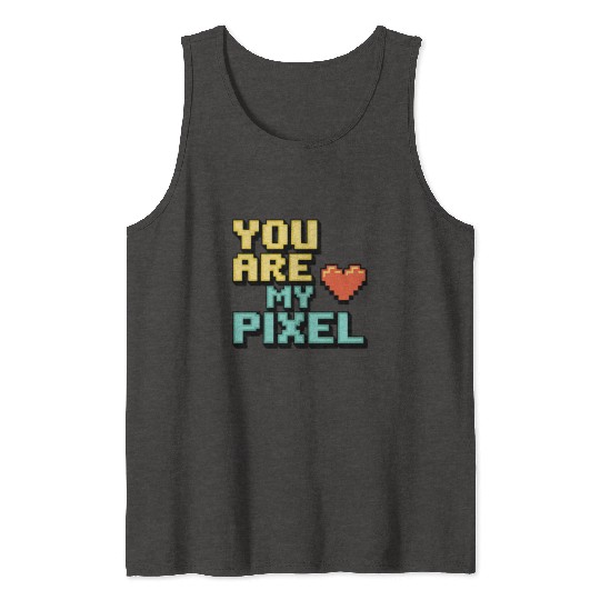 Gamer Valentine's Pixel 8-bit Gaming Couple Tank Tops