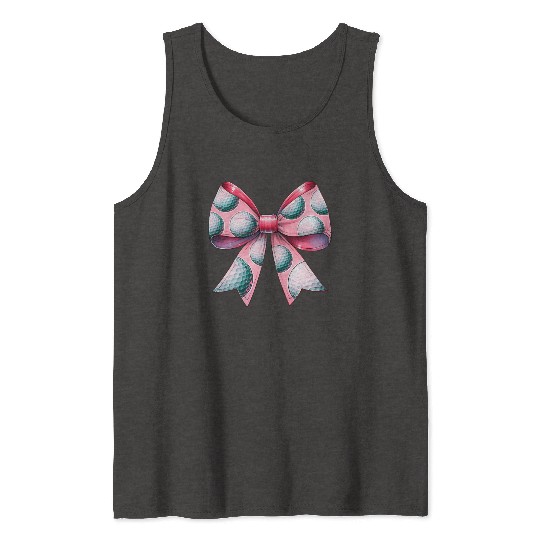 Coquette Bow Golf Ball Pattern Mothers Day Pink Tank Tops