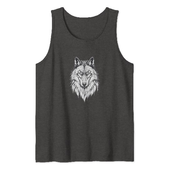 Wolf Face: Majestic and Wild Tank Tops