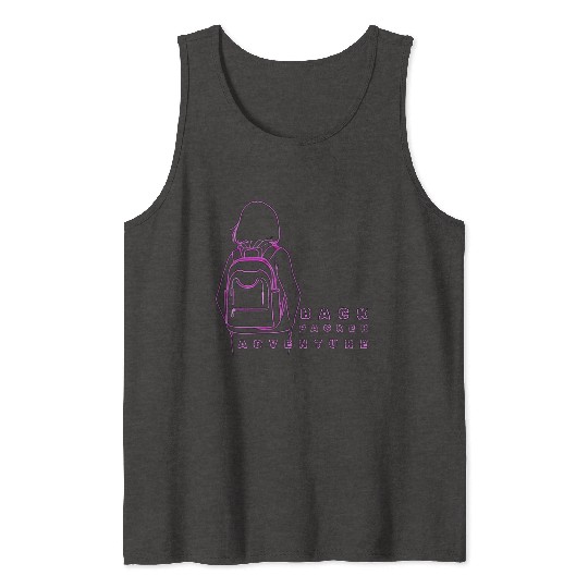 Neon Backpack Adventure Illustration Tank Tops