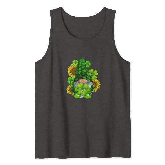 Cute Gnome Sunflower Happy St Patricks Day Tank Tops