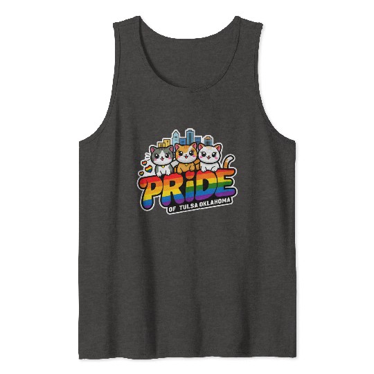 Pride of Tulsa City Oklahoma USA Rainbow Flag Tank Tops