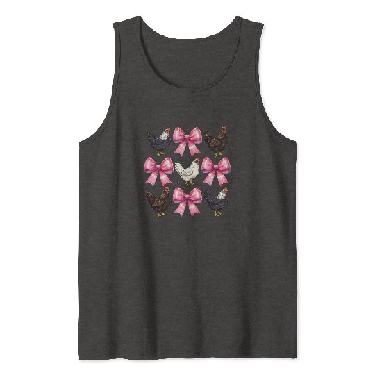 Coquette Bow Chicken Farm Farmer Pink Mothers Day Tank Tops