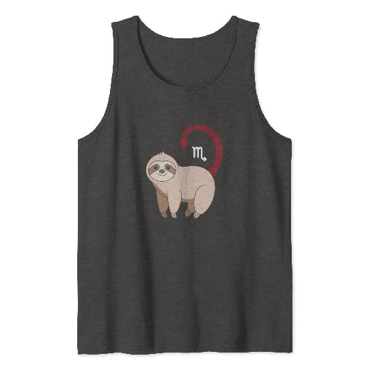 Scorpio Zodiac Sloth with Scorpio Sign Tail Tank Tops