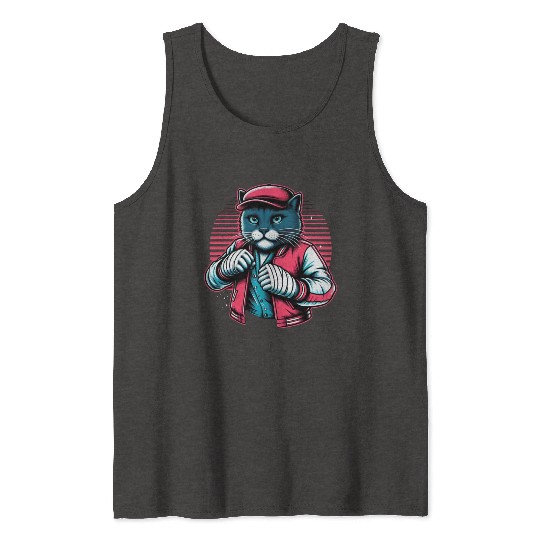 Vintage Street Fighter Cat #Vintage #Streetwear Tank Tops
