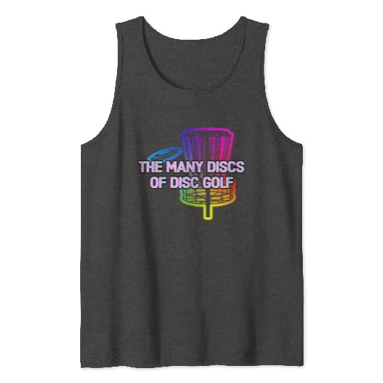 Many Discs of Disc Golf Hobby Golfer Activities Tank Tops