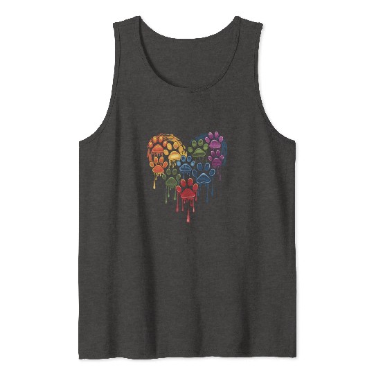 Colorful Paws Heart for Dog Lovers and Owners Tank Tops