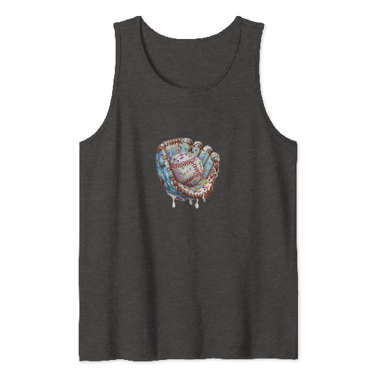 Baseball Drip Ice Cream Sprinkles Baseball Glove Tank Tops