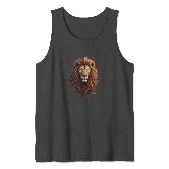 Colourful Lion Art | Animal Lovers Motif Tank Tops