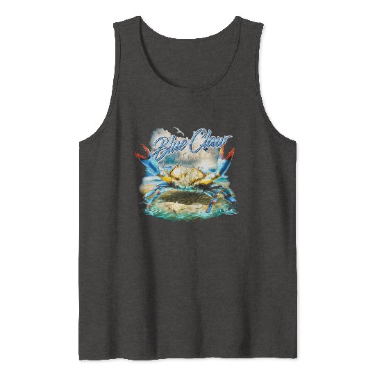 Bass Fishing Blue Claw Crab Tank Tops