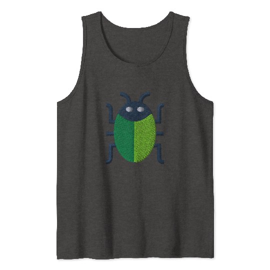 Green bug embroidered Tank Tops