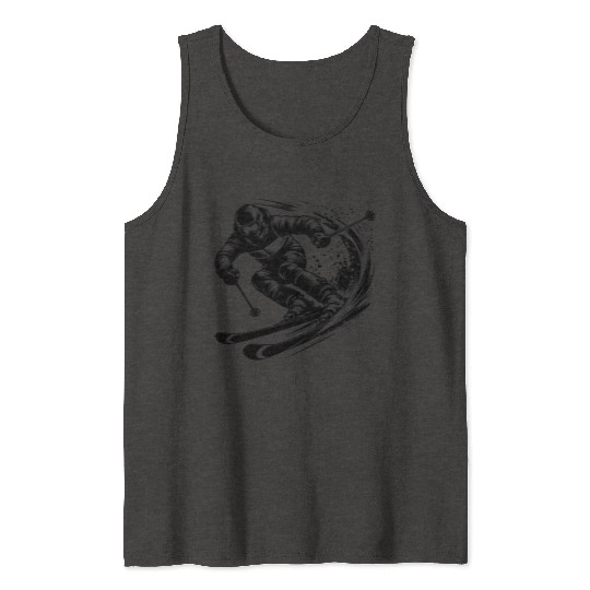 Skiing In Extreme Sport Style Downhill Skiing Tank Tops