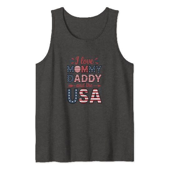 love mommy daddy use 4th of July typography Tank Tops