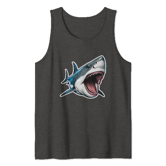 Big White Shark Attack Tank Tops