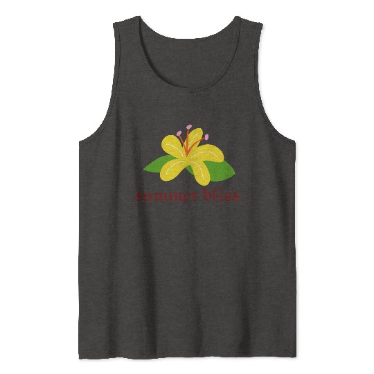 Bright Yellow Summer Blossom Design Tank Tops