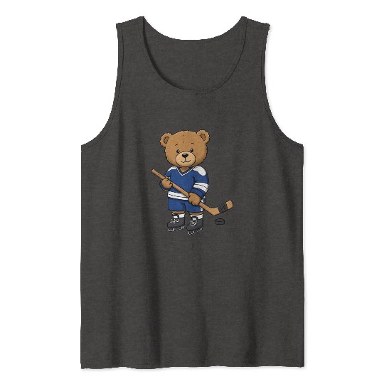 Teddy bear ice hockey player Tank Tops