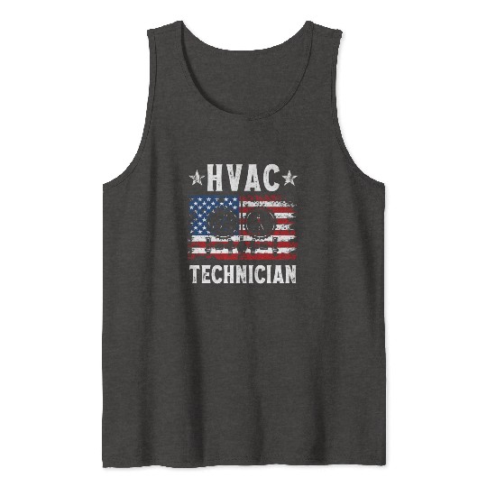 HVAC Technician Patriotic US American Flag Tank Tops