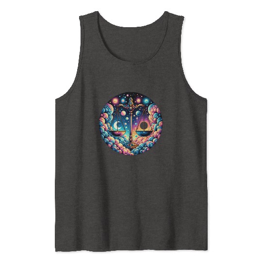 Libra - Celestial Scales of Balance Tank Tops