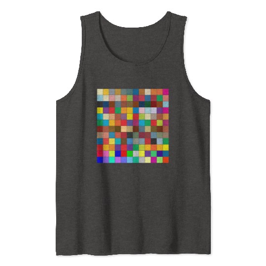 "Vibrant Multi-Color Square Box Design Tank Tops"