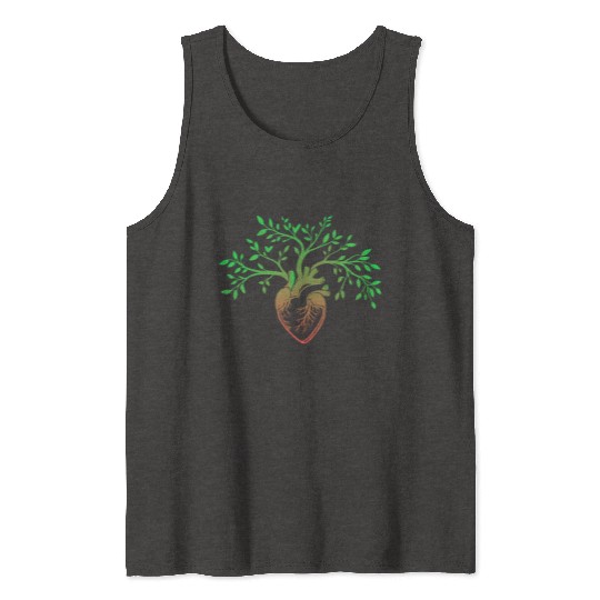 Nature-Inspired Anatomical Heart & Tree Design Tank Tops