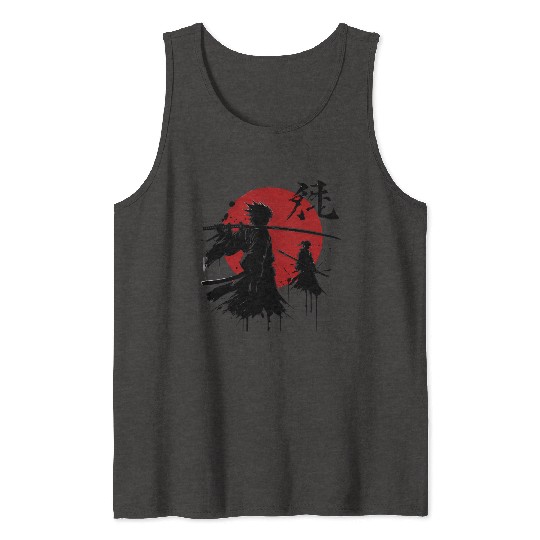 Shadow Samurai Warriors Under Blood Moon Tank Tops