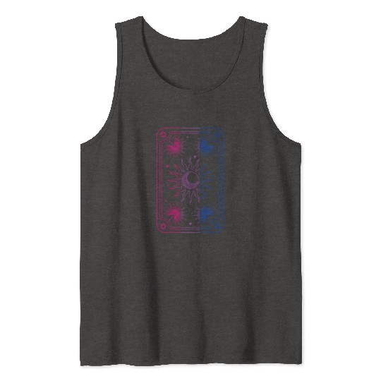 Mystical Tarot Card Sun in Bisexual Flag Colors Tank Tops