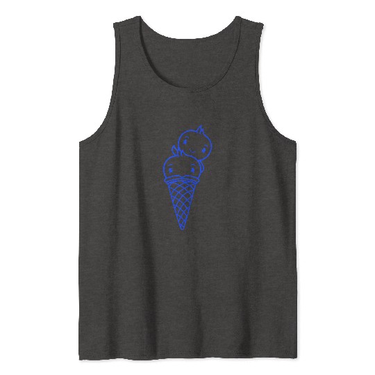 Two Birds Ice Cream Waffle Scoops Greeting Waving Tank Tops