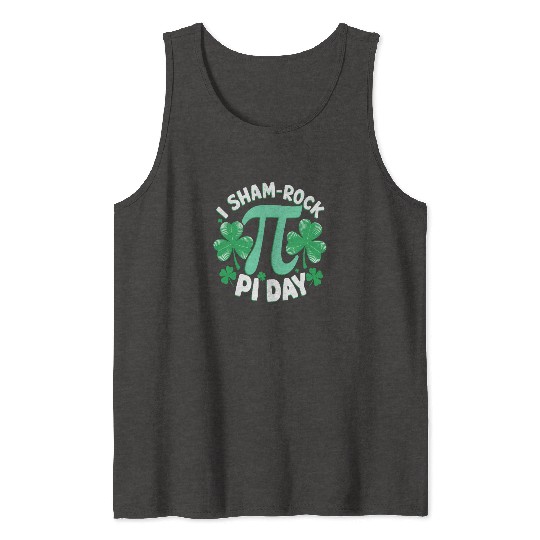 Funny St. Patrick's Day Pi Day Shamrock Design Tank Tops
