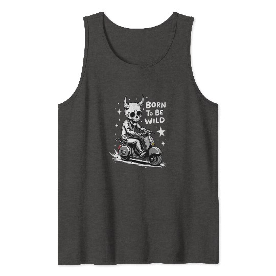 Born to Be Wild - Skull Devil on Scooter Tank Tops