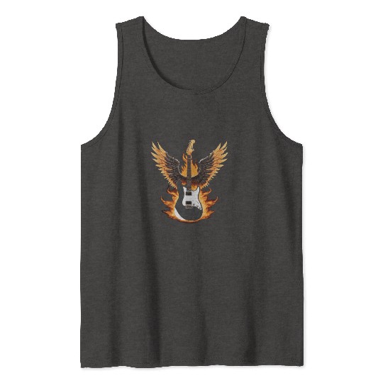 Flaming Guitar with Wings – Rock & Roll Tank Tops