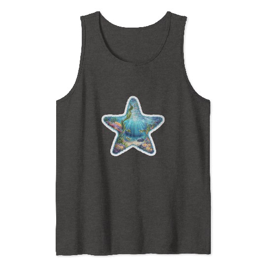 Vibrant Starfish Illustration Tank Tops