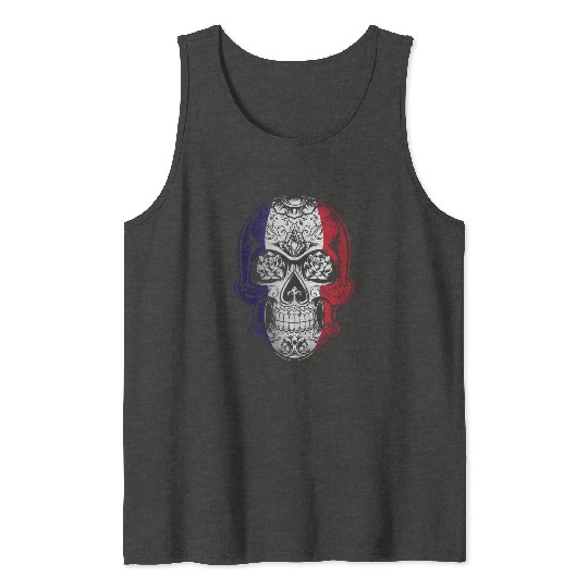 France X Head Skull Flag Tank Tops