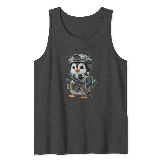 Penguin In Military Tank Tops