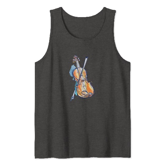 Violin Drawing Tank Tops