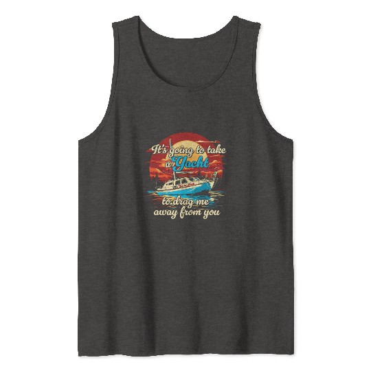 Vintage Style on Back Yacht Rock Party Boat Tank Tops