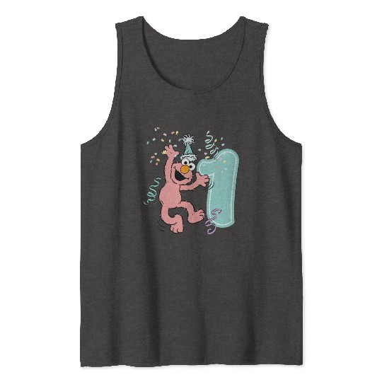 Sesame Street Birthday Design With Elmo One Year Tank Tops