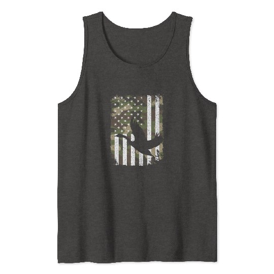 Goose Hunting Camo US Flag For Hunter Camouflage Tank Tops