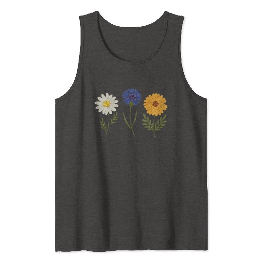 Wildflower Trio Daisy Cornflower Marigold Tank Tops