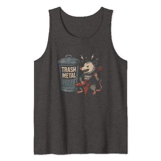 Funny Opossum Thrash Metal Guitar Vintage Pun Tank Tops