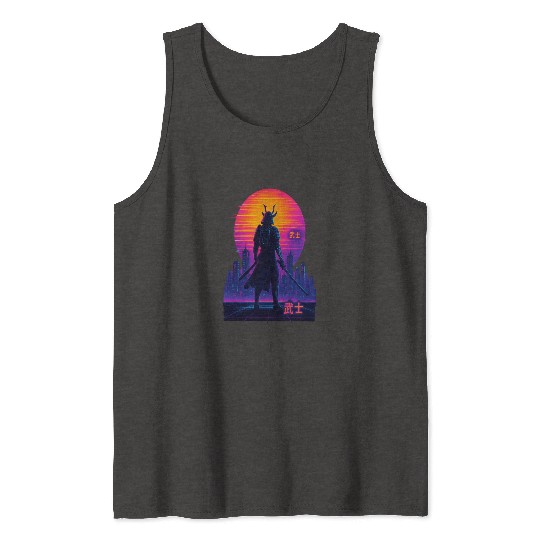 Neon Samurai - Cyberpunk Warrior Art Tank Tops