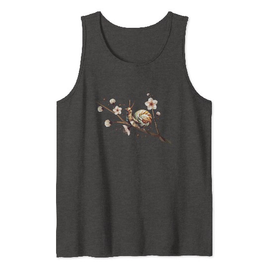 Snail on a Flowering Branch – A Spring Motif Tank Tops
