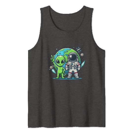 Alien Astronauts In Space Tank Tops