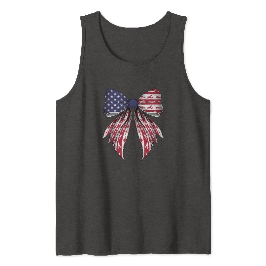 Coquette Bow Airplane Pilot Aviation US Flag Tank Tops